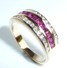 Ring 585 Yellow Gold 0.52ct. Diamonds 0.40ct Rubies Size: 56 (17.8mm Dia) 4.6gr