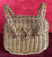 Small Wicker Braided Lid Basket Antique Toy Very Good Condition, 10cm x 11cm