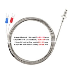 M6/M8 K-Type Screw Thermocouple Temperature Sensor Lead Wire Length 0.2m-5m