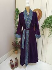 Velvet & Cotton Dressing Gown Robe  Coat Purple Revisable Small Medium 23/1