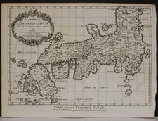 JAPAN 1752 BELLIN & VAN SCHLEY UNUSUAL ANTIQUE ORIGINAL COPPER ENGRAVED MAP