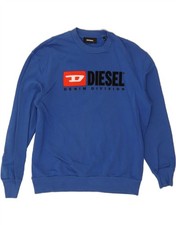 DIESEL Mens Graphic Sweatshirt Jumper Medium Blue Cotton SI03