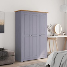 Pin Massif Garde-robe Gris Penderie Armoire Rangement Vêtements Maison vidaXL