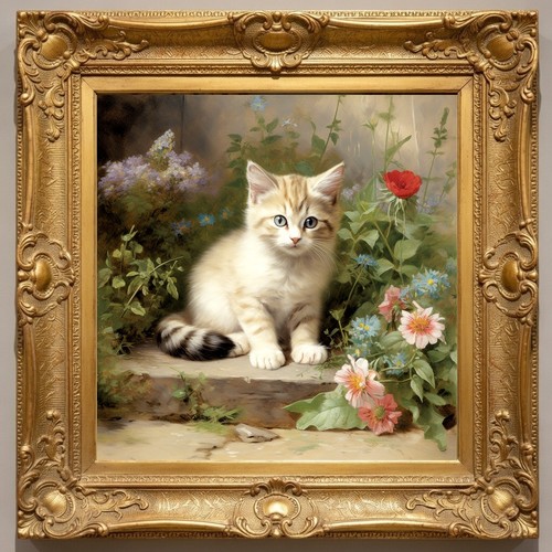 Chaton aux fleurs - le,