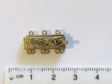 Pretty real gold 14 carat three row clasp for necklace or bracelet