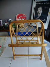 ANCIEN PORTE JOURNAUX REVUE ROTIN OSIER BAMBOU SCANDINAVE SHABBY CHIC PLIANT