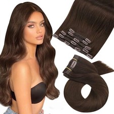 Extension Cheveux Naturel Clip Marron Chocolat Remy Extension Clip Cheveux Na...