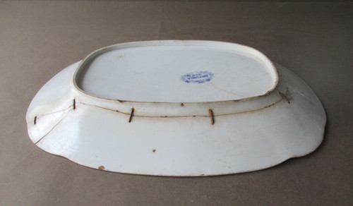 Earthenware dish mended - earthenware,