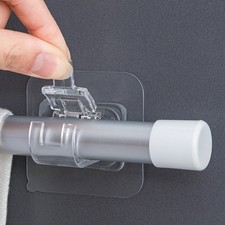  2 Pcs Barre Rideau Extensible Poteau Télescopique Crochets Autocollants