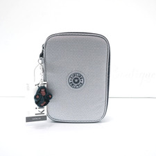 Kipling 100 Pens Case Pencil Accessory Polyester Polyamide KI3368 Grey Blue NWT