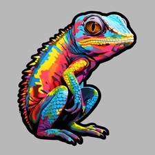 LEZARD CAMELEON VARAN DRAGON COLORÉ LGBT AUTOCOLLANT STICKER LB089