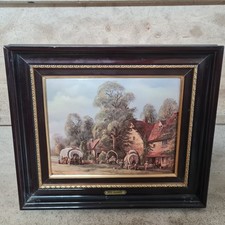 EMAUX  plaque Helca "école Allemande" martelé a la main (35 x 30 cm)