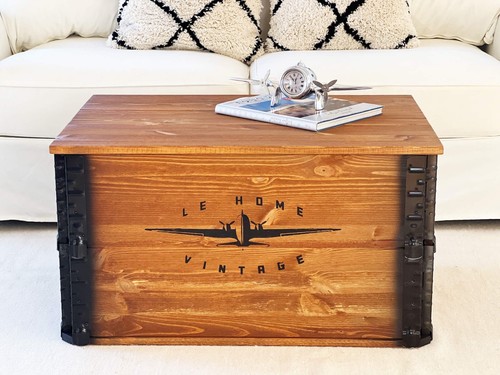 Coffre table basse bois massif - coffre,