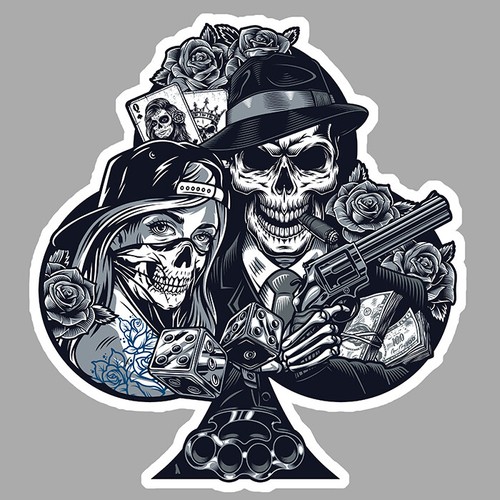 Pique poker tete de mort - pique,