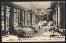CPA Marseille, Grand Hotel de Russie et d´Angleterre, Veranda-Restaurant avec T 