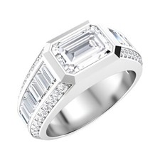 Bracelet de mariage homme taille émeraude diamant 4 ct IGI Lab créé or blanc ...