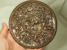 PLAQUE ANCIENNE CUIVRE REPOUSSE SCENE ANTIQUE NEPTUNE COPPER PLATE