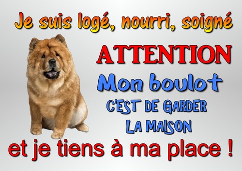 Plaque attention chien chow - plaque,