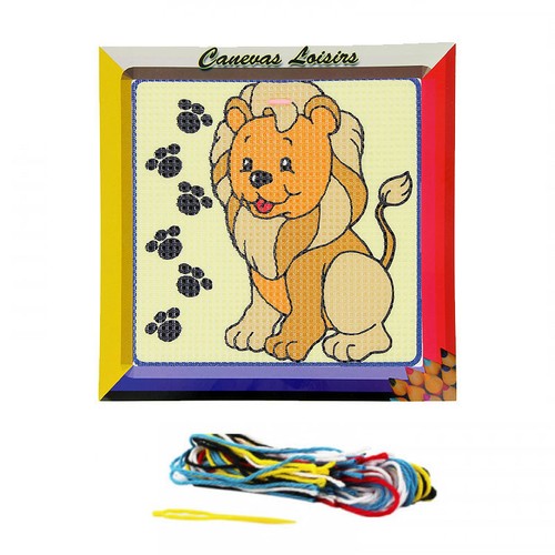 Kit canevas lion petit - canevas,