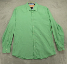 Parc 81 Button Up Shirt Men's 2 X-Large Green w/ White Micro Geometric Pattern