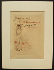 Armand RASSENFOSSE Menu Société des Cent Bibliophiles 1896 Original Etching