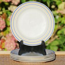 Lot of 6 Boch Frères La Louvière Belgium blue yellow striped plates ø 20 cm