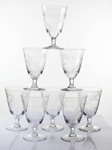 Verres vin cristal gravé - 8,