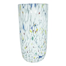 Grand Murano Vase en Verre Blanc Multi Millefiori 22cm