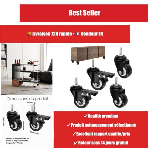 Roulettes meubles pivotantes