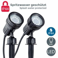 2x Projecteurs LED jardin IP44 spots extérieur 3W avec piquet et fixation murale