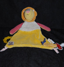 🦁  Doudou plat lion MOULIN ROTY Les Papoum jaune beige orange attache tetine