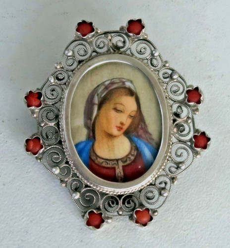 Broche pendentif vierge marie - broche,