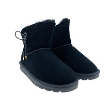 GOOCE Femme Noir Cuir Daim Laine Mélange Linind Bottes Eur 39 UK 6 US 8