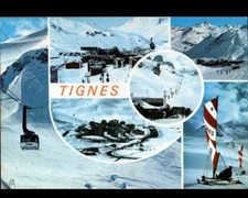 TIGNES (73) SAILING CHAR & CABLE CAR with animated chalets & hotels in 1981