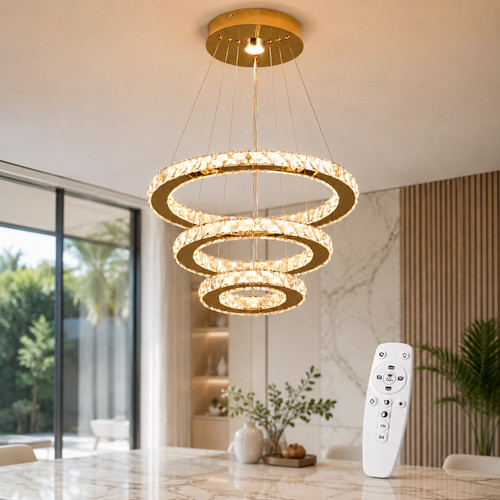 Lustre cristal led anneaux - led,