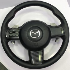 Mazda RX-8 Steering Wheel | Dual Leather + Carbon Fiber Trim | OEM Paddle Shifte