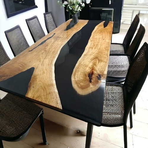 Table époxy noire - , bois