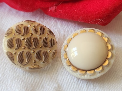 Duo boutons anciens verre - en,