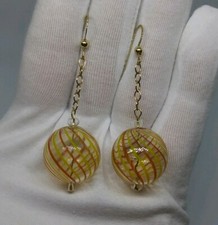 Gold Plated Hook Hollow Clear Bubbles Hand Blown Light Ball Drop Dangle Earrings