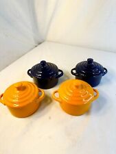 4 Mini Casserole Soufflé Baking Dish lid Stoneware Signature Debbie Segura 1.5 C