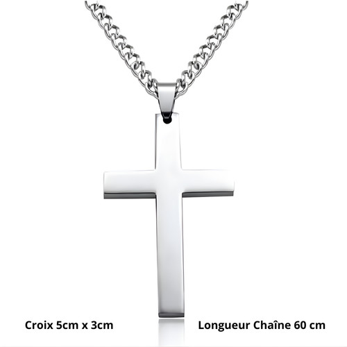 Silver cross necklace 60cm - silver,