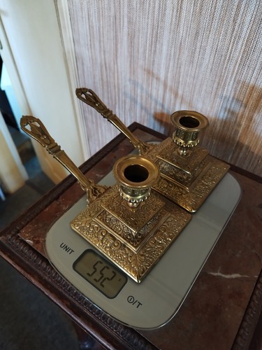 Paire bougeoirs bronze - paire,
