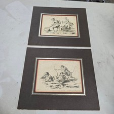 Vintage Satirical Monkey Prints Le Lavement Donné & Rendu 14x12 French Etchings