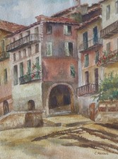C. Marais (école XXe) - aquarelle - paysage