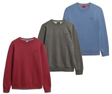 Superdry Sweatshirt Long Sleeve Crew Neck Pullover Essential Logo Top Blue Grey