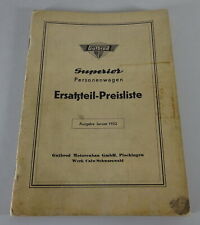 Spare parts price list Gutbrod Superior Passenger Car Stand 01/1952