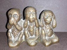 3 Petits Singes En Bronze 