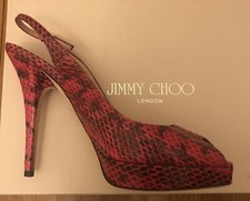 Jimmy Choo Neon Elaphe Fuchsia Snake SB Leather Platform Sandal Shoe MSRP $950