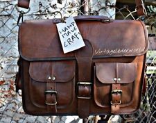 Leather Bag Laptop Genuine Messenger Vintage Men's Briefcase Satchel Brown New
