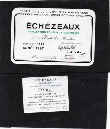 Etiquette contre echezeaux - etiquette,